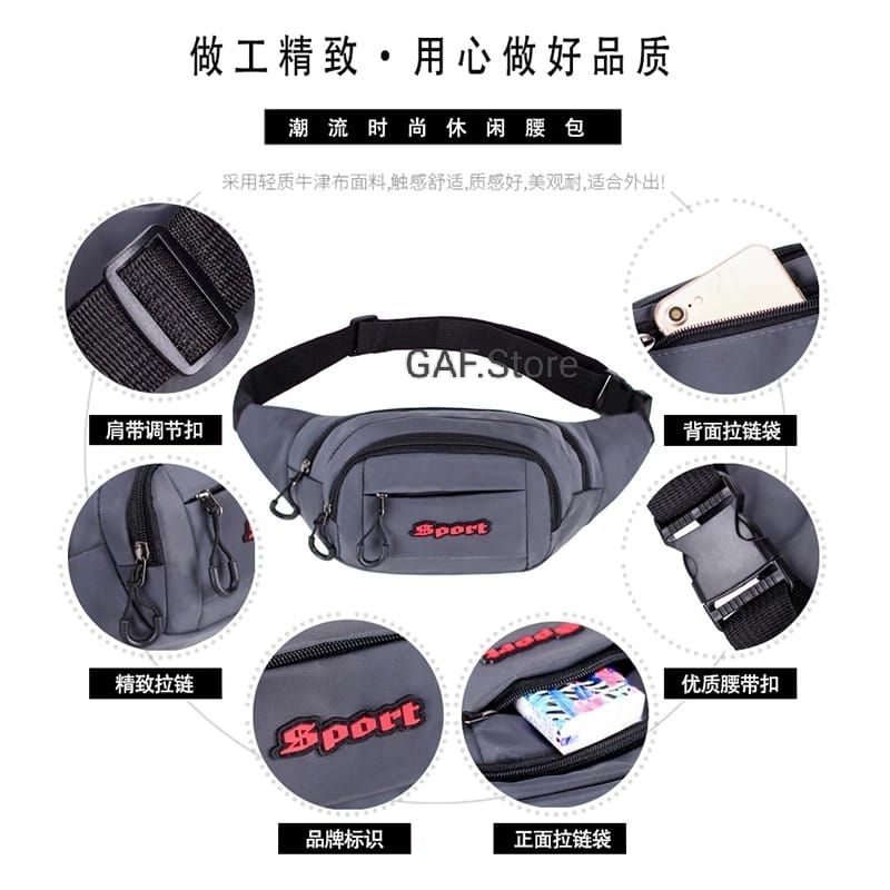 Wesbag Import Pria & Wanita Waterproof Tas Pinggang Multifungsi