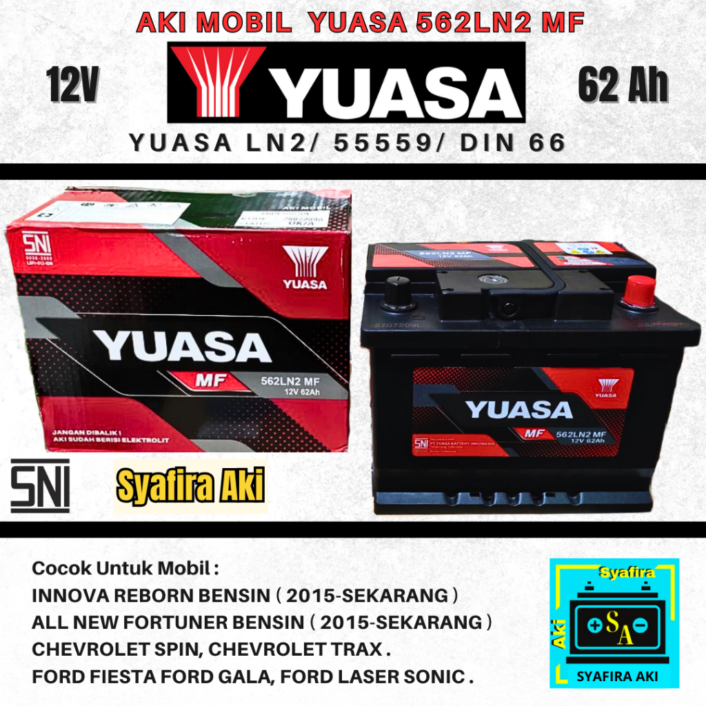 Aki Accu Mobil Innova Reborn Fortuner VRZ Bensin Yuasa 562LN2 LN2 MF