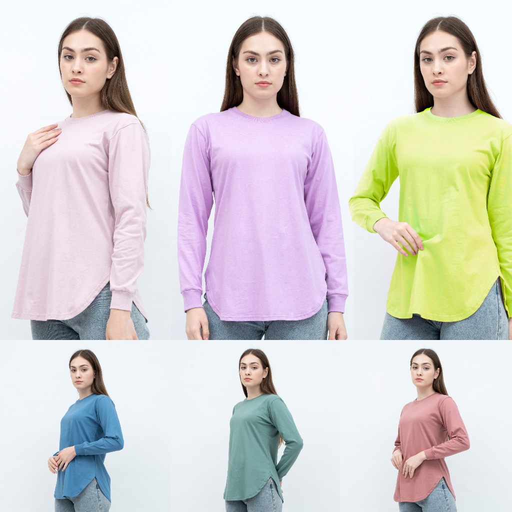 [Terlaris] kaos polos premium untuk wanita lengan panjang bentuk oval / Kaos Polos Oval Wanita