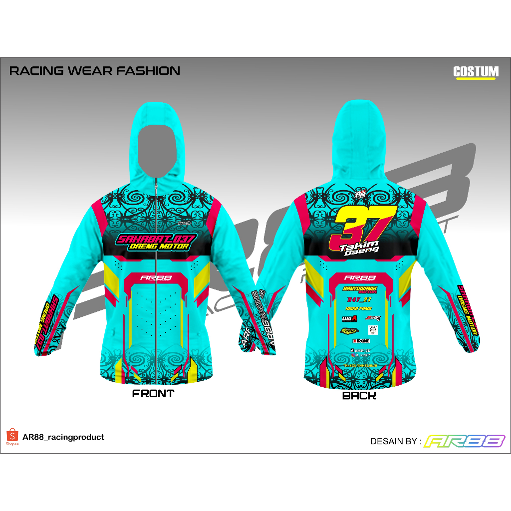 Jaket Racing Costum Bahan taslan/parasut Supermoto Free desain