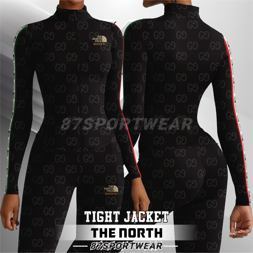 New 87SportWear Setelan Jaket Ketat & Legging Pakaian Olahraga Wanita Aerobic/Zumba/Senam/Gym87