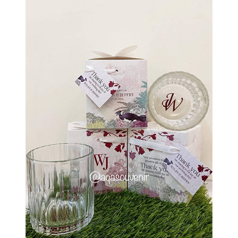 SOUVENIR GELAS PICCA KEMASAN BOX CUSTOM / SOUVENIR PERNIKAHAN / SOUVENIR WEDDING / SOUVENIR KHITAN /