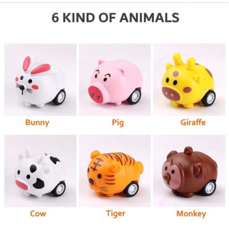 Mainan Anak mobil pull Back - Mainan Mobilan Mini Animal  Import