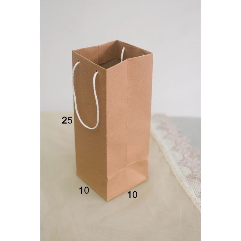 Paper bag BOTOL Paper bag custom Ukuran 10x10x25 Paper bag Coklat Polos