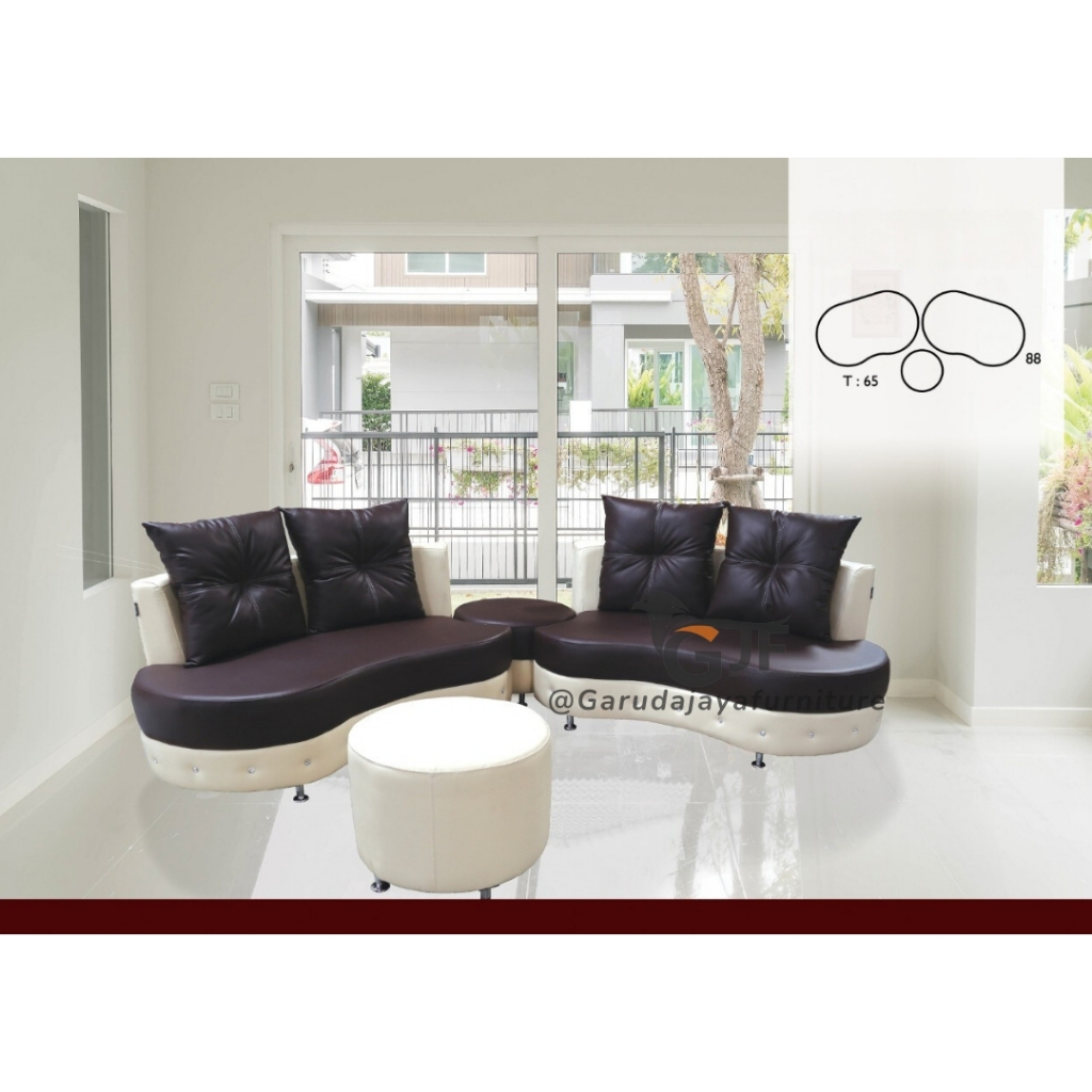 SOFA LETTER L COKELAT CREAM MODEL BULAT/SOFA L/SOFA TAMU L/KURSI TAMU/ SOFA KURSI L/SOFA SUDUT