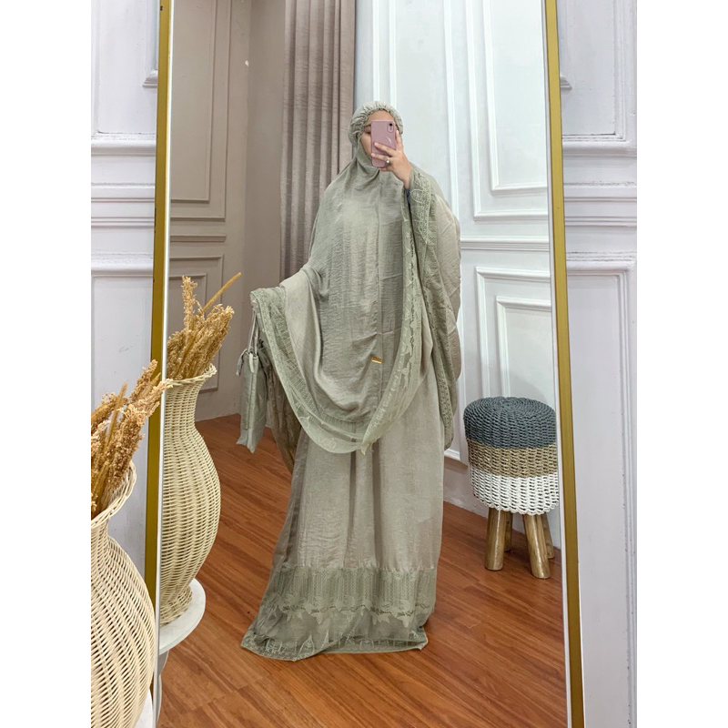 Aisyah Mukena Santorini Set Tas  bahan adem ringan