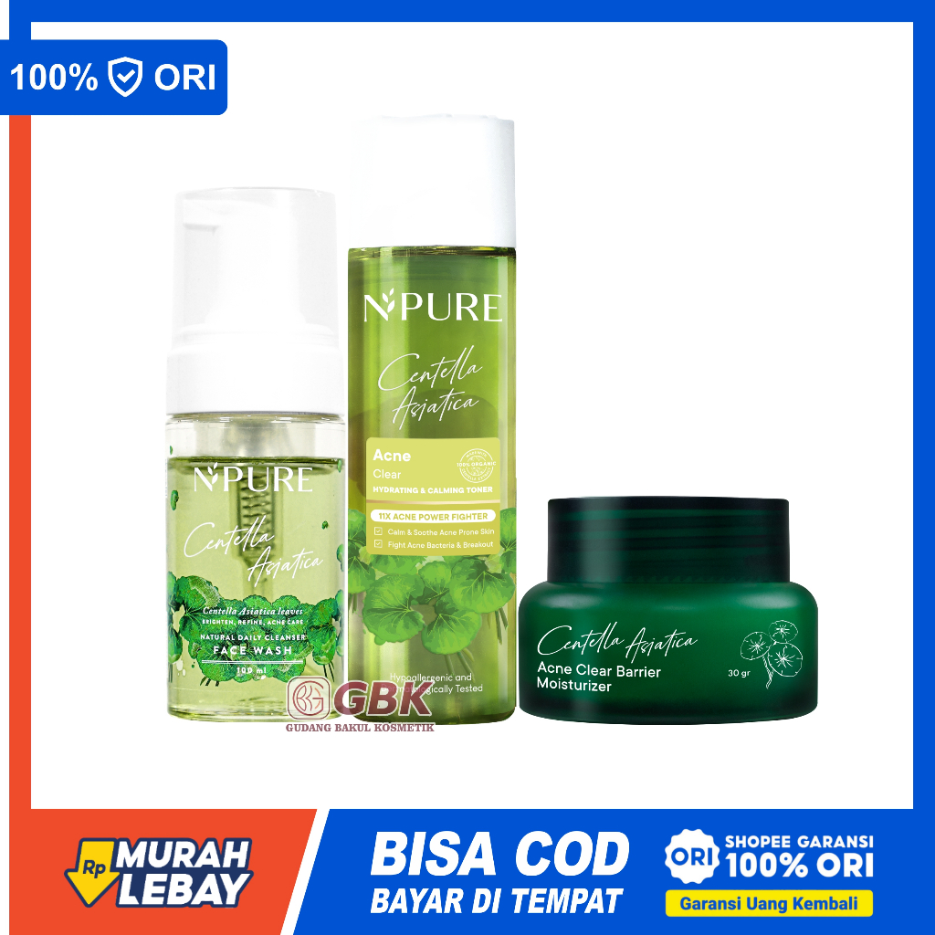 🟥TERMURAH🟥 N'PURE Centella Asiatica Face Wash - Toner - Clear Pad - Serum-  Clay Mask - Cica Beat