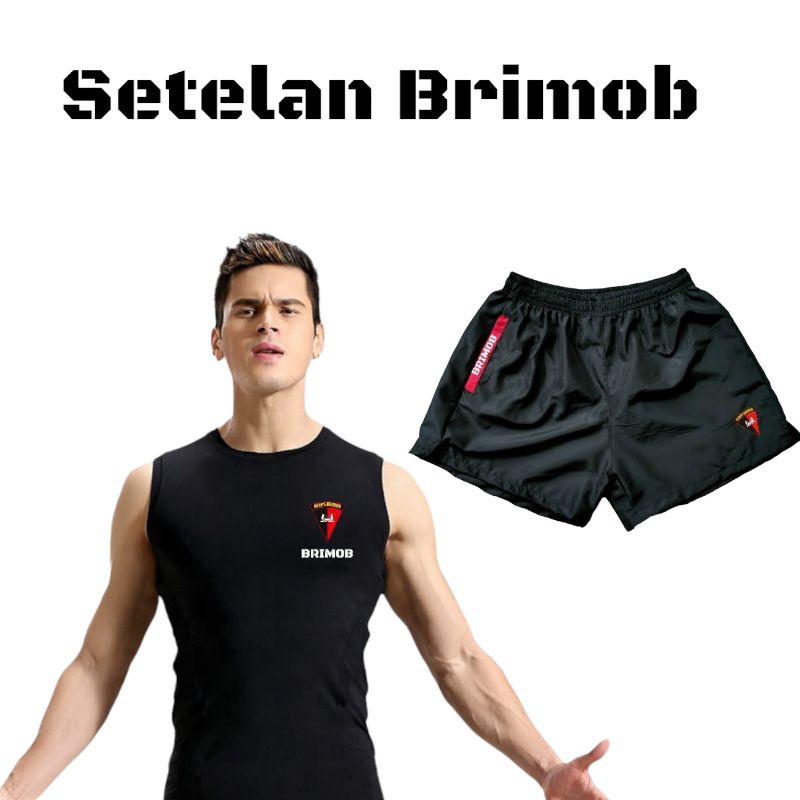 Setelan olahraga pria Brimob / kaos dan celana TNI Brimob / singlet Brimob / celana running Brimob/ 