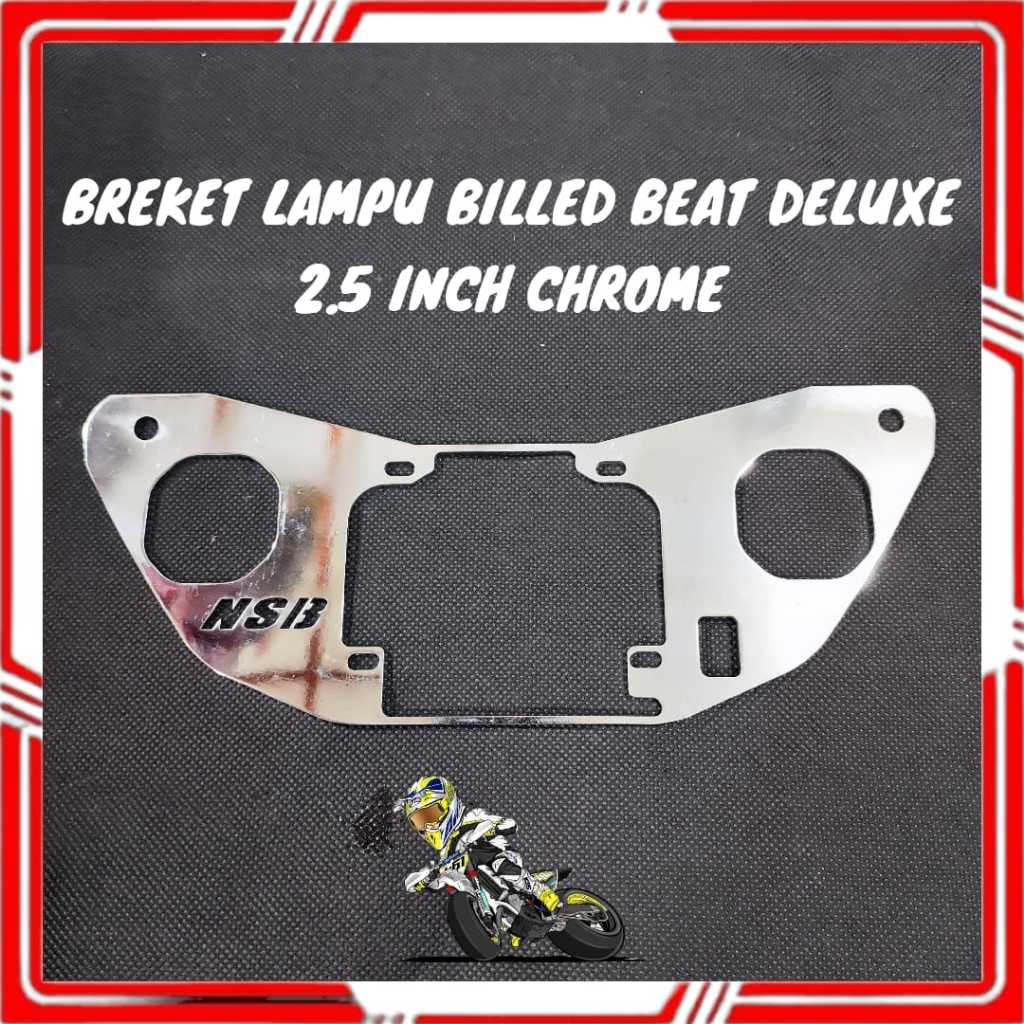 Bracket lampu billed Beat deluxe 2020-2022 chrome breket dudukan lampu projie billed hid 2,5 inch cr
