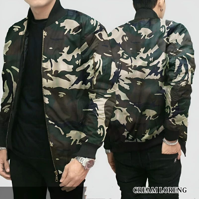 JAKET LORENG POLOS TNI BOMBER BOLAK BALIK WATERPROOF TERBARU
