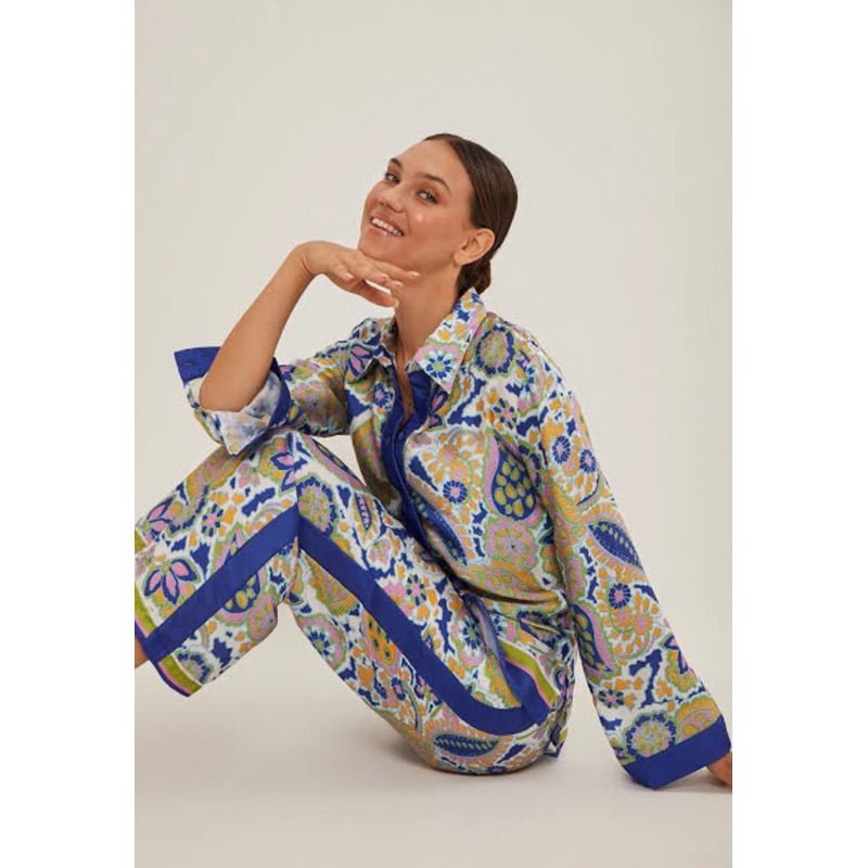 zara printed satin shirt