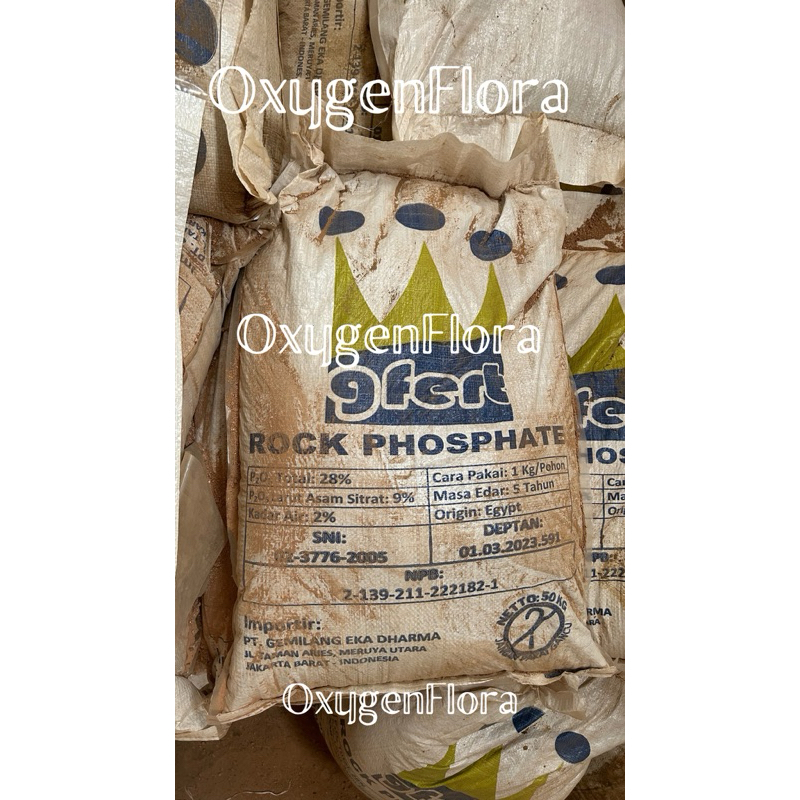 Pupuk RP Rock Phosphate merk Gfert P2O5:28% repack 1kg