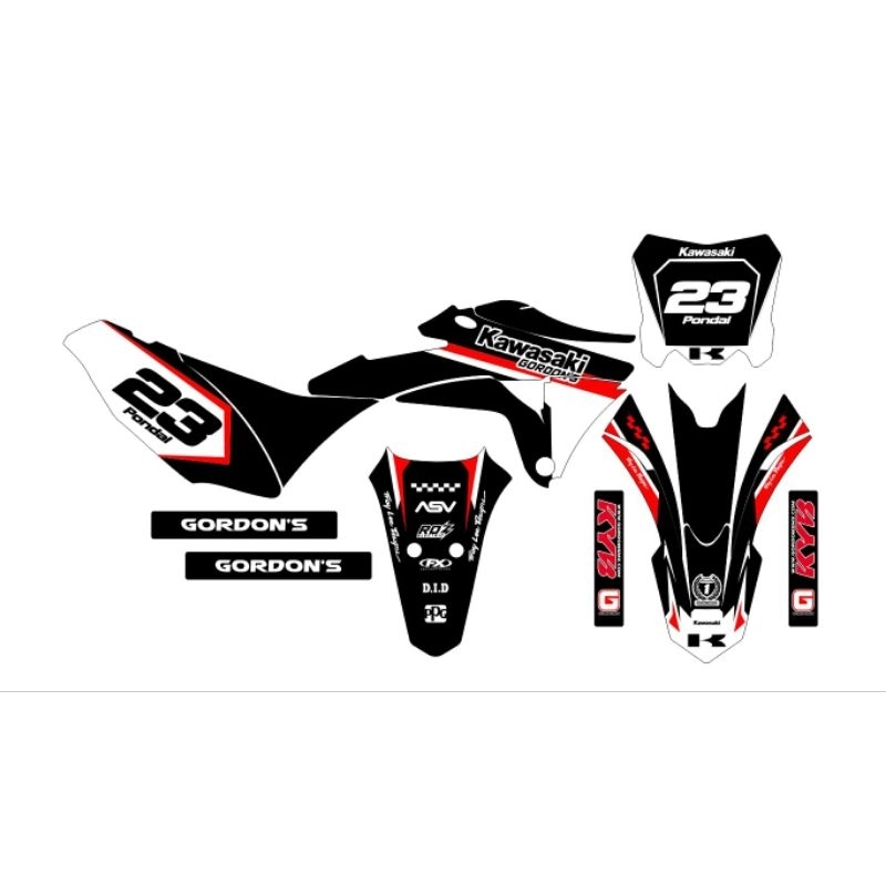 DECAL CUSTOM FULLBODY KAWASAKI KLX GORDONS HITAM NEW LIMITED DECAL