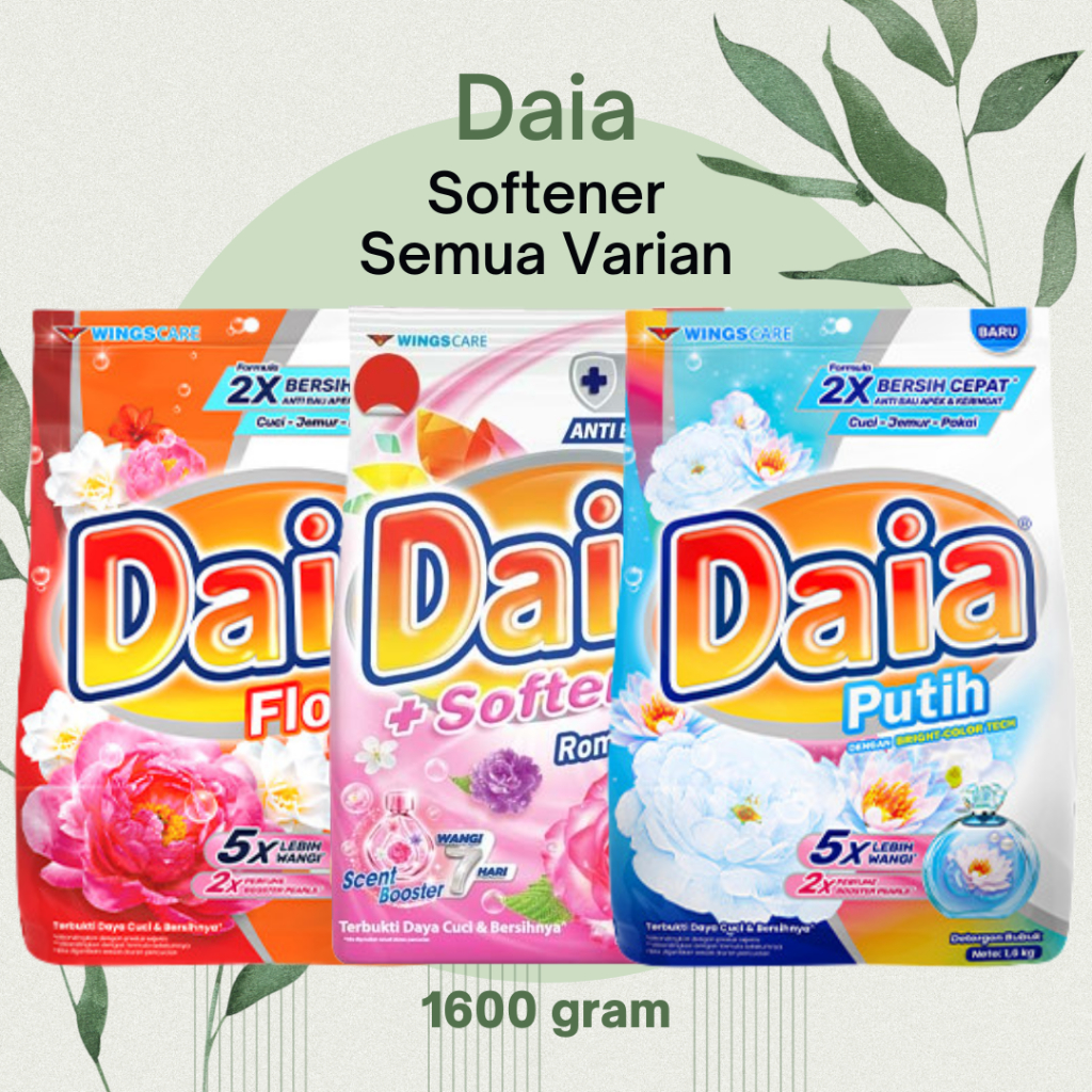 Daia Detergent Powder 1600 Gram - Daia Putih / Daia Floral / Daia Romantic Pink