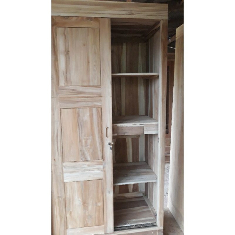 lemari pakian sleding 2pintu kayu jati