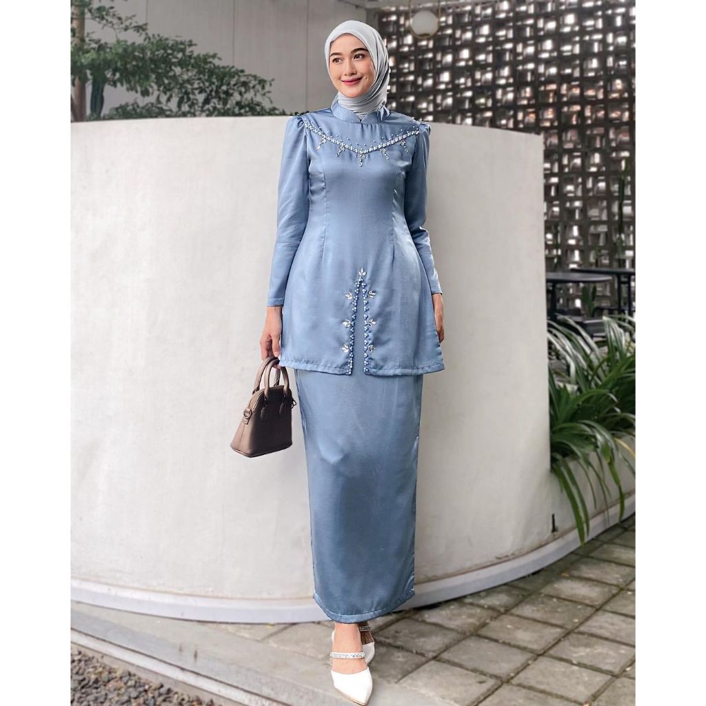 Oneset FAYRA Baju Kurung Melayu Malaysia Dress Pesta Setelan Wanita Baju Kondangan Kekinian Payet