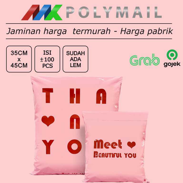 

ART P54L POLYMAILER 1PCS 35x45CM PINK DENGAN PRINTING PREMIUM GLOSSY PLASTIK POLYMAILER PINK