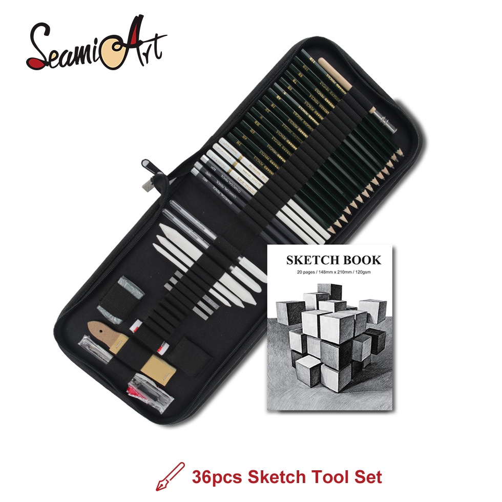 

KODE K2O7 SeamiArt 36pcs Drawing Sketch Pencil Set Charcoal Pencils 6H12B Pencils Sketch Book Pensil sketsa sketsa penghapus