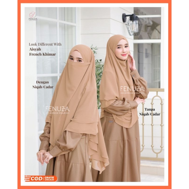 French Khimar Ceruty Babydoll Polos Aisyah French Khimar by Fenuza Muslim Wear Syar'i Polos Free Cad