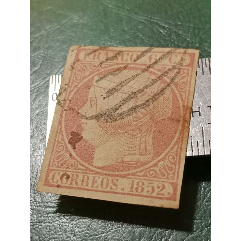 

Prangko langka 6 Correos Queen Issabella tahun 1852 USED
