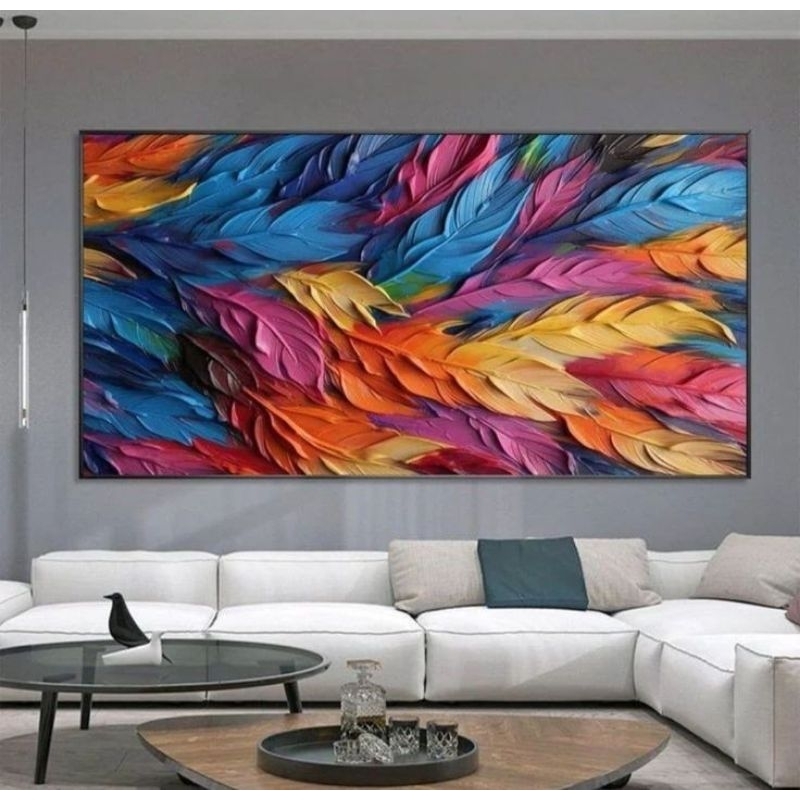 LUKISAN FULL COLOR CAT TIMBUL TEBAL