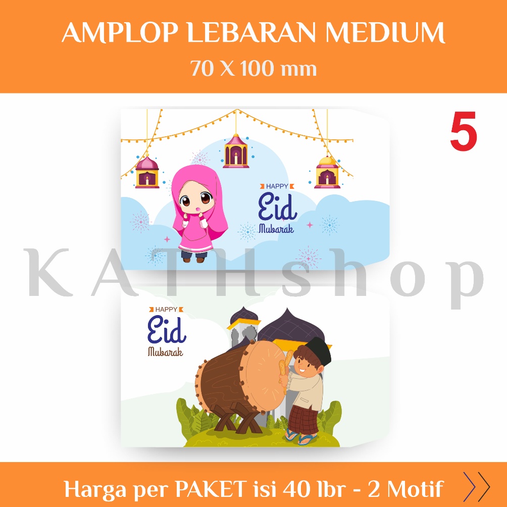 

ART K7K KATHshop 4 lbr 2 motif Amplop Angpao MEDIUM Lebaran Idul Fitri