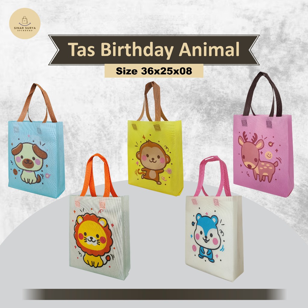 

[BISA CUSTOM] Goodie Bag Birthday Tas Ulang Tahun Tas Souvenir Motif Binatang 36x25x08