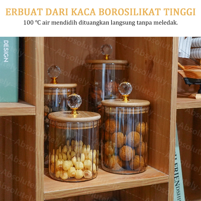 Toples Kaca Aesthetic Toples Kue Kering Bergelombang Toples Makanan Toples Mewah Set Tangki