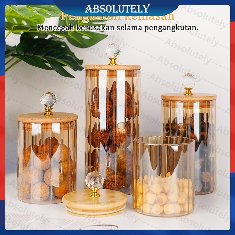AG Toples Kaca Aesthetic Toples Kue Kering Bergelombang Toples Makanan Toples Mewah Set Tangki