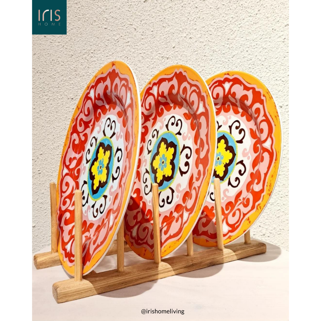 (Bruno Nador Batik) 1PCS Piring Makan Besar/Piring Saji/Piring Keramik Motif Nador Batik