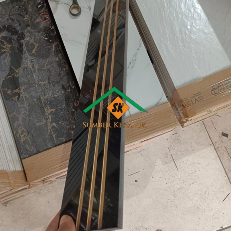 list plint granit stepnosing 8x60 / 10x60 / 15x60 Hitam polos / gold