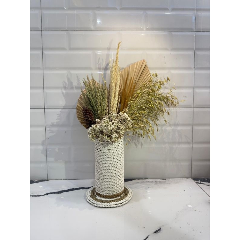 Paket Lengkap Bunga Kering & Vas  / Daun Kering Dekorasi Ruangan