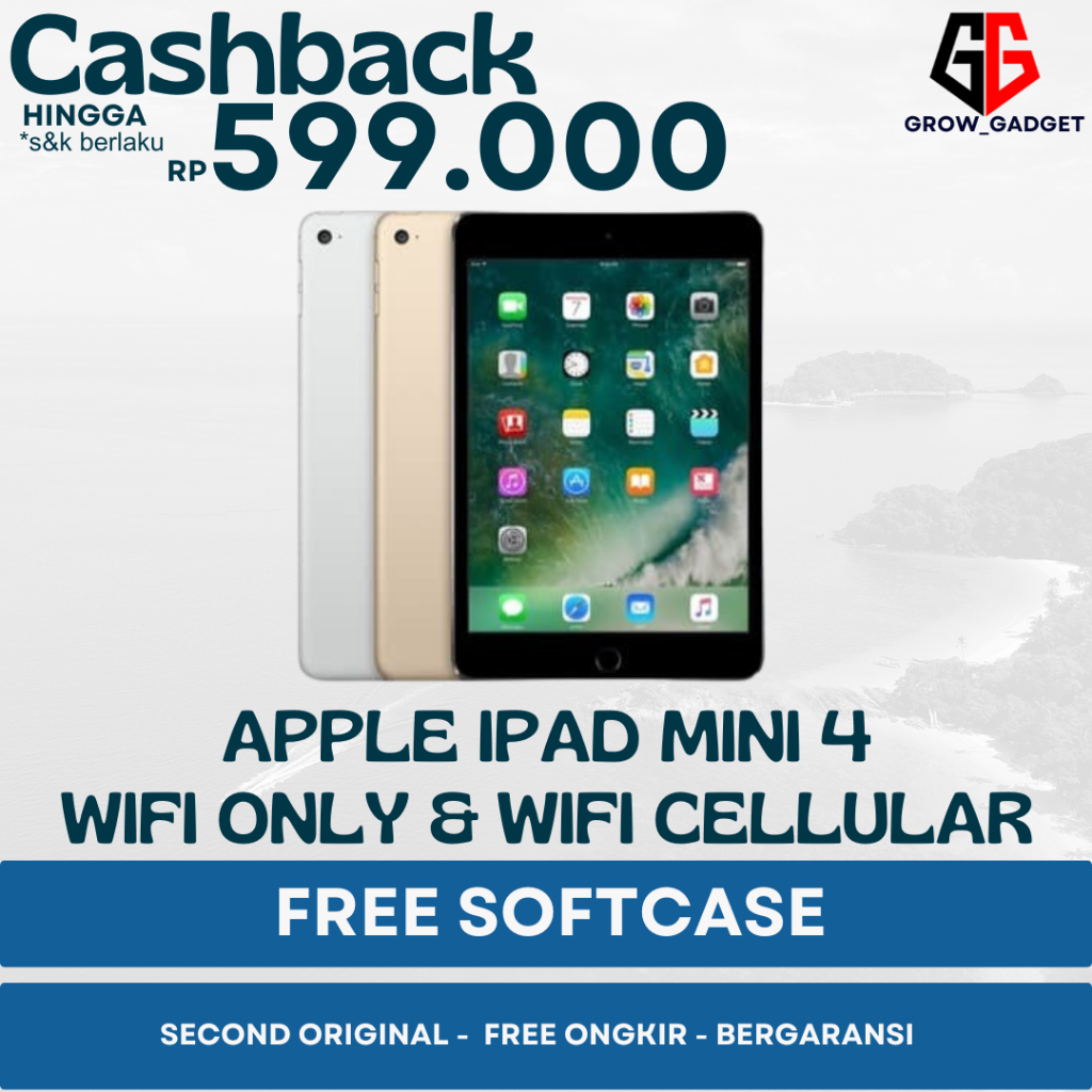 iPad Mini 4 64GB 128GB Wifi & Cellular Original Resmi