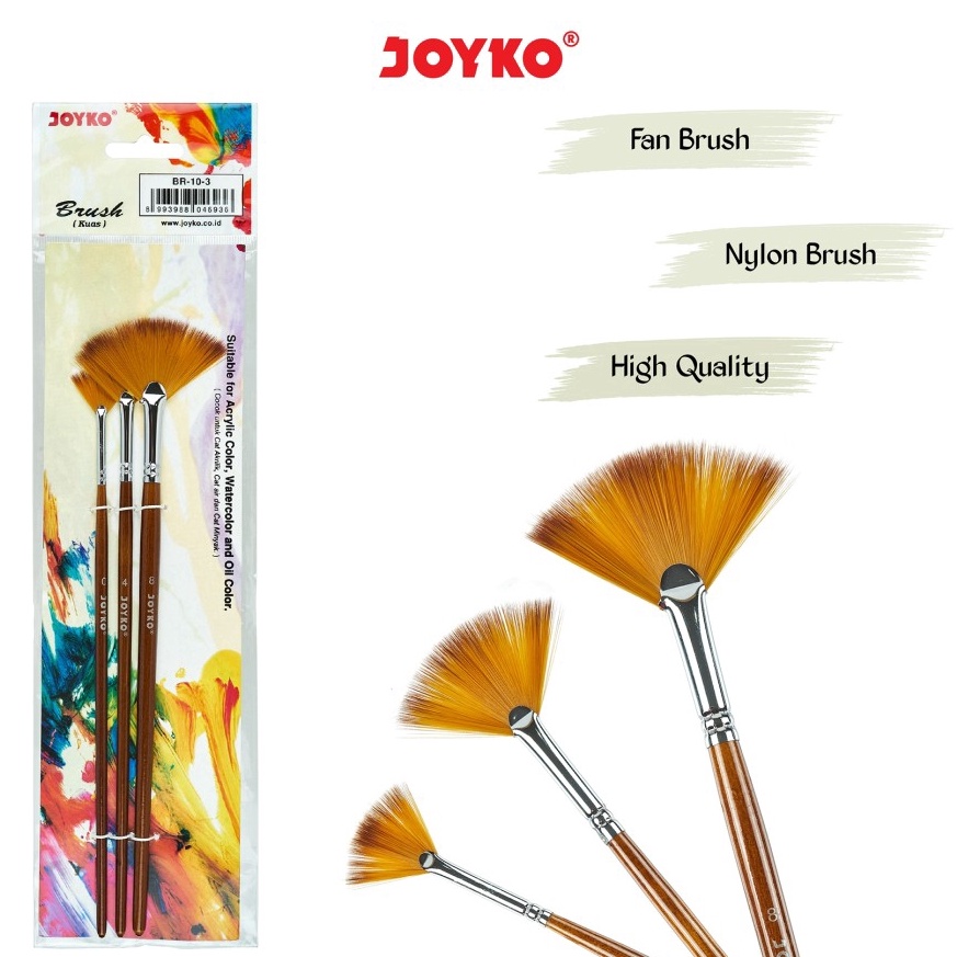 

ART T53I Joyko Fan Brush Set 3 pcs Kuas Lukis Kipas Joyko BR13