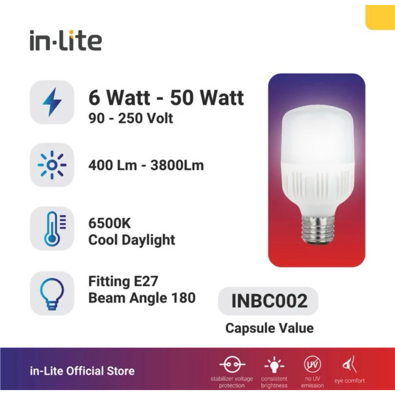 LAMPU LED BULB CAPSULE INLITE 50Watt -INBC002