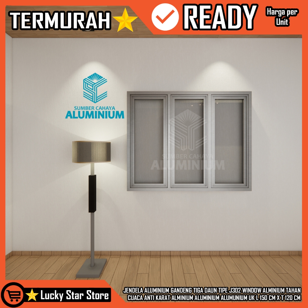 [Kargo] JENDELA ALUMINIUM GANDENG TIGA DAUN TIPE J302 UKURAN L150 x T120  JUNGKIT SWING WINDOW ALUMU
