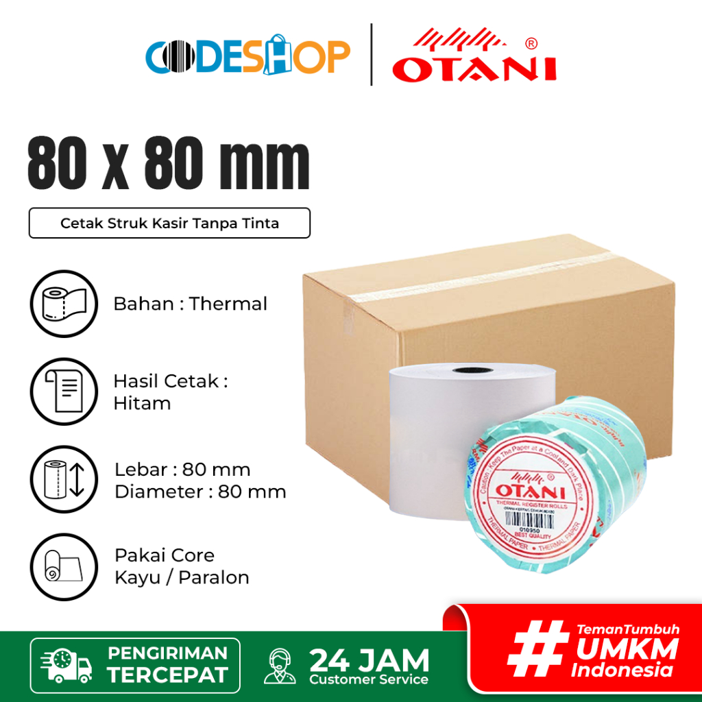 

Otani Kertas Struk 80x80 mm Printer Kasir Thermal EDC Isi 50 Roll