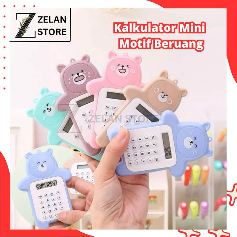 

Kalkulator Mini Portable Motif Bear Calculator 8 Digit Bentuk Beruang Tombol Karet