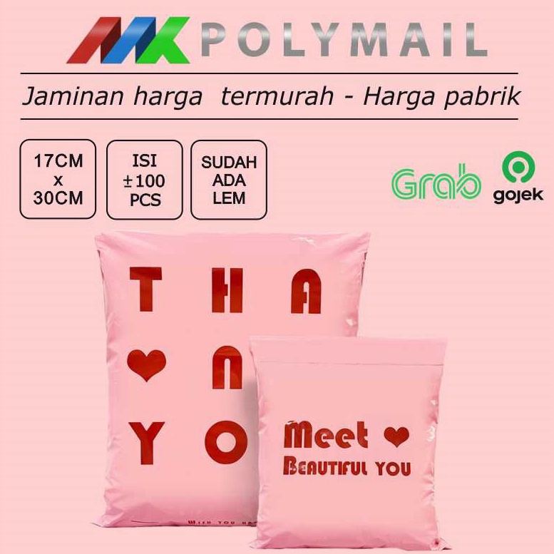 

KODE O3X8 POLYMAILER 1PCS 17x3CM PINK DENGAN PRINTING PREMIUM GLOSSY PLASTIK POLYMAILER PINK