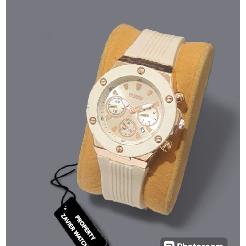 (Terima Cod)Jam Tangan Wanita Gues Crono3 Varisi Tanggal/No Tanggal Strap Rubber/Karet(Dikirim Jakar