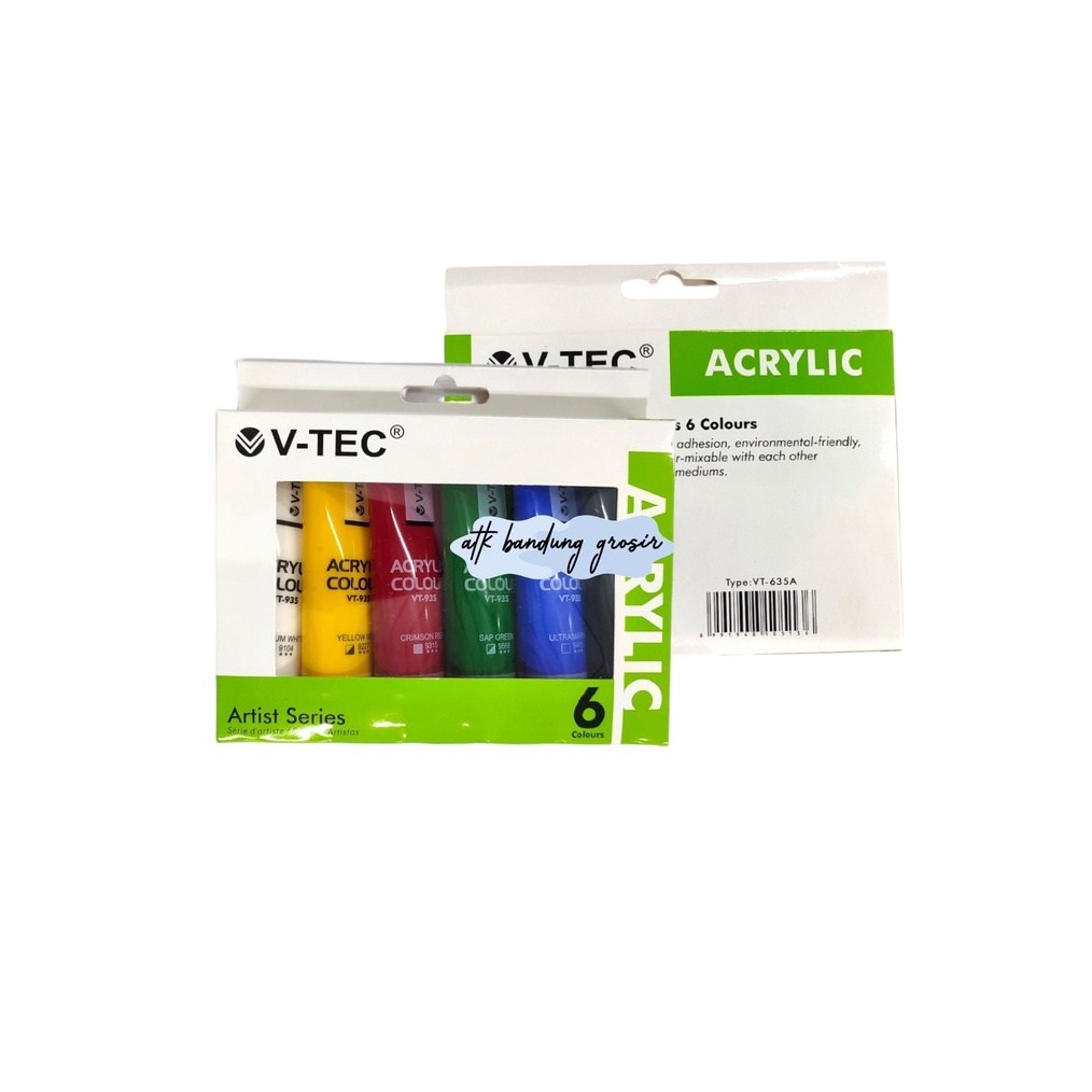 

KODE L7E Cat Akrilik VTEC VT635 Acrylic Colours 6 Warna x 35 ML Set