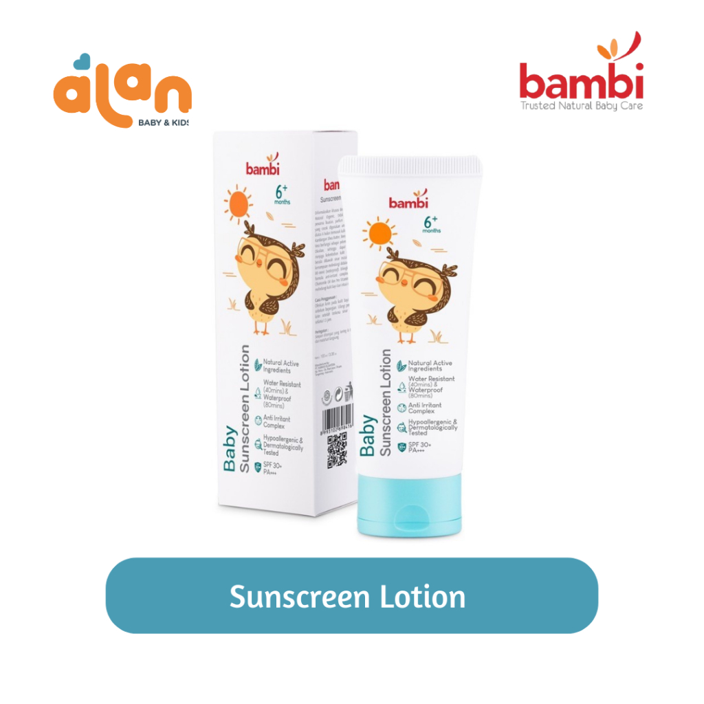 Bambi Baby Sunscreen Lotion 100ml | Lotion Sunscreen Bayi Anak Kulit Normal - Sensitif | SPF 30++ | 