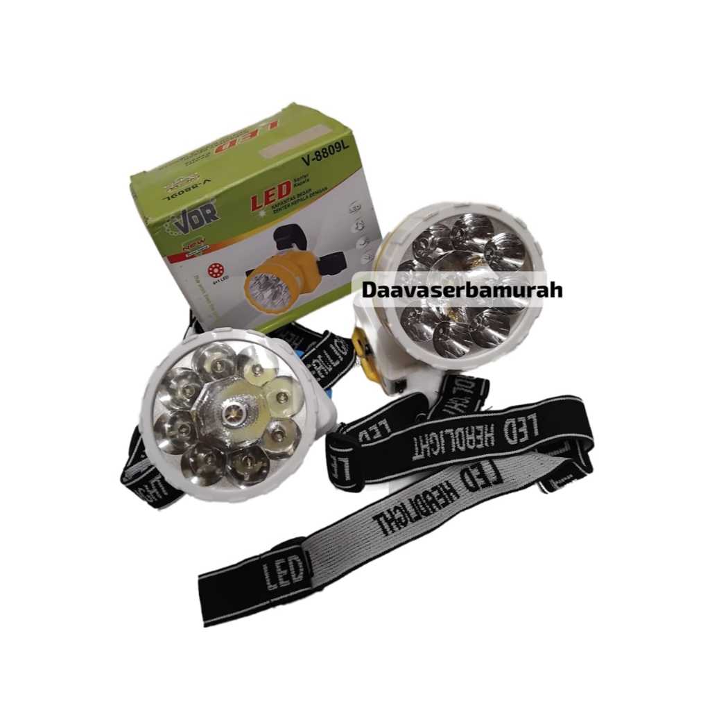 Senter Kepala LED CAHAYA 5W VDR V-8809L Lampu Rechargeable Sorot High Power Emergency