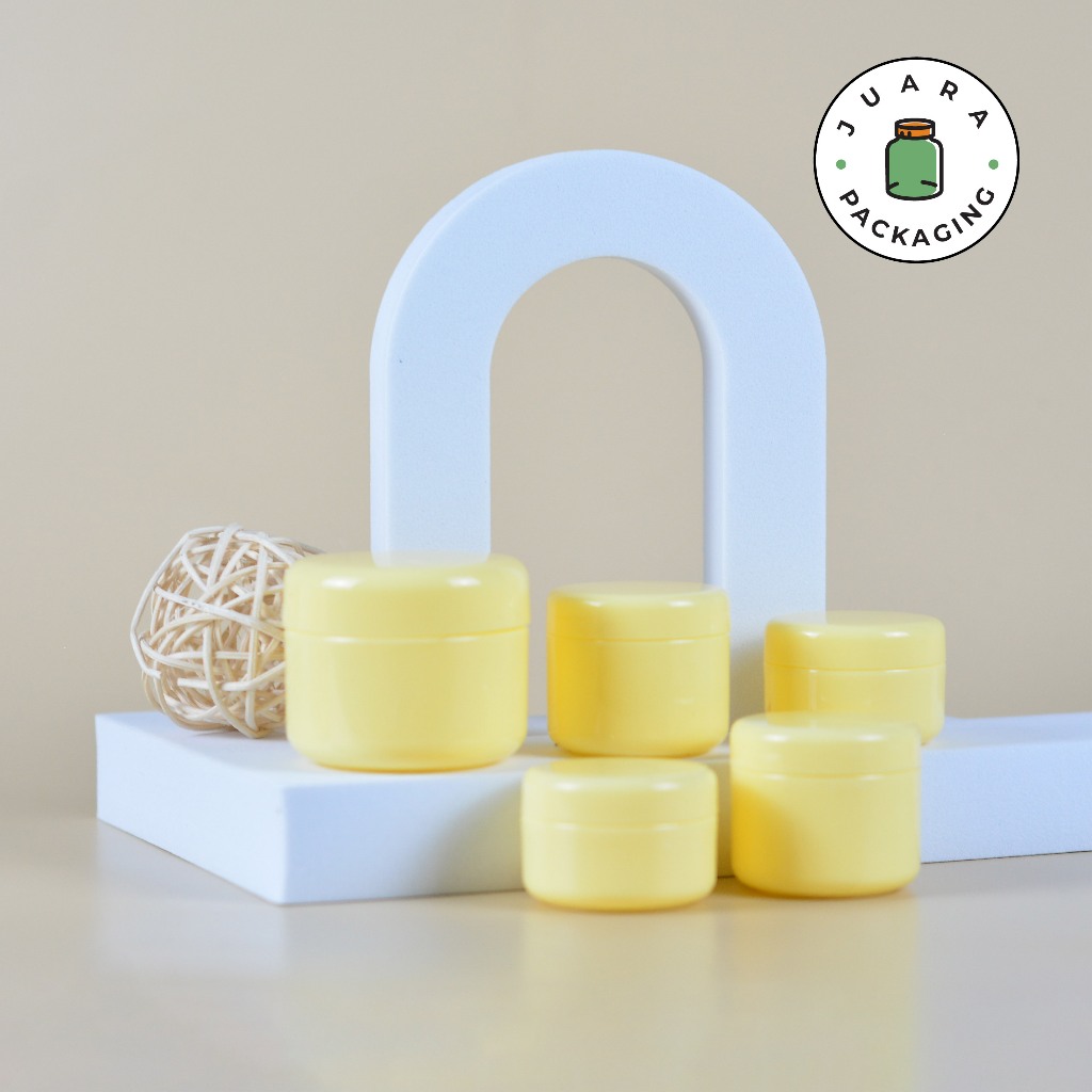 Pot Cream Plastik Kuning Glossy 20ml 30ml 50ml 100ml 150ml – Jar Kosmetik Warna Cerah untuk Wadah Sk