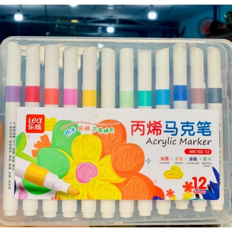 

ART L15P isi 1224 warna Spidol Akrilik Acrylic Marker Pen Set 12 atau 24 warna Cepat Kering Tahan Air Kualitas Terbaik