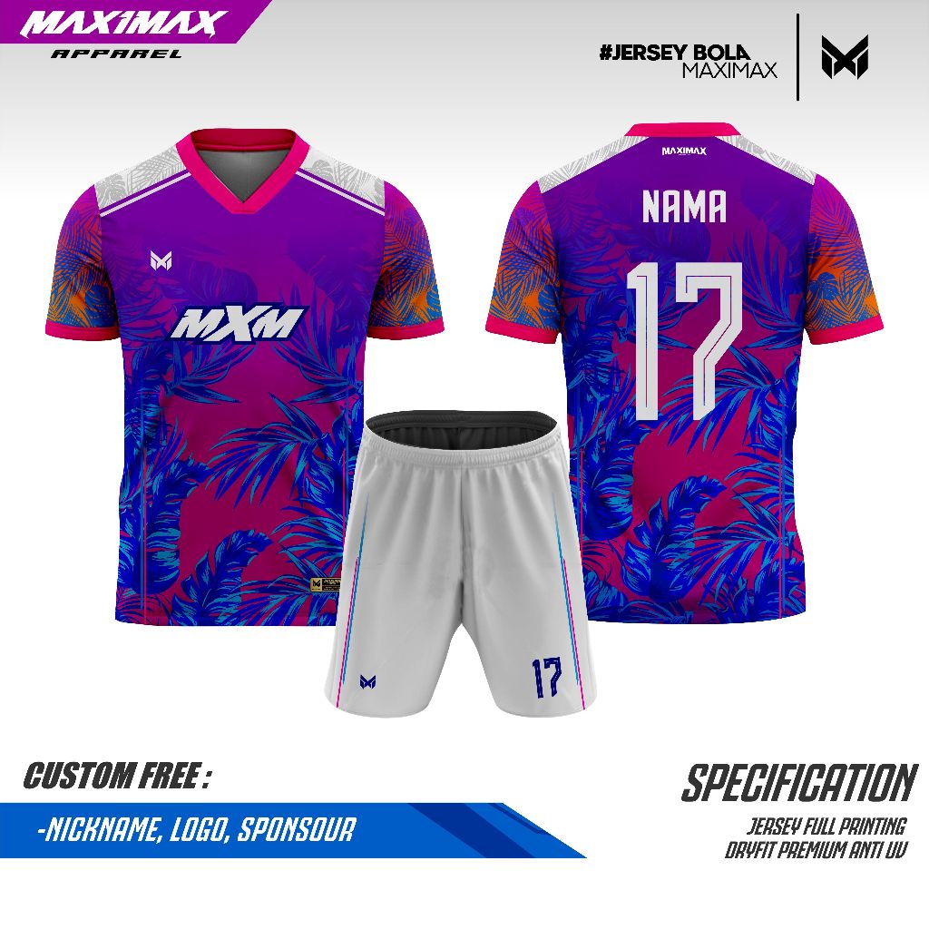JERSEY FUTSAL CUSTOM | Jersey Violet Palm | Jersey Futsal Premium - Maximax Apparel
