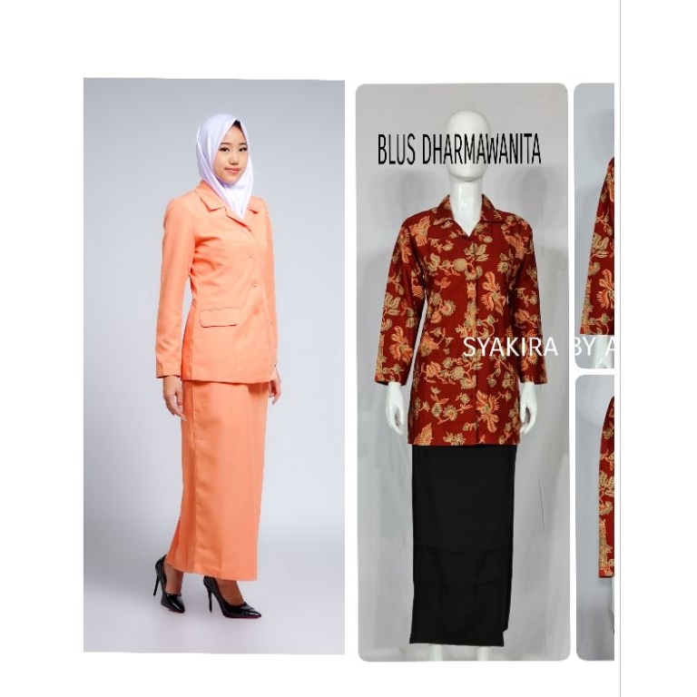 55 Product HOT Seragam kerja blazer batik dharma wanita persatuan dwp reguler fit lengan panjang katun polyester premium azkia blazer syakira by azkia stelan