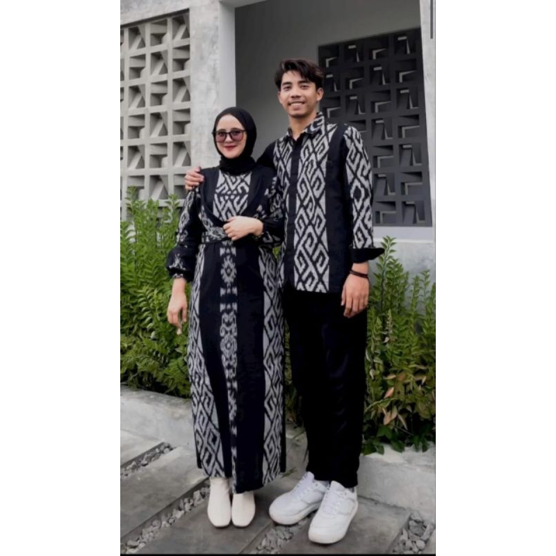 COUPLE KELUARGA BAJU LEBARAN KAIN TENUN DRESS TENUN KEMEJA TENUN BAJU KONDANGAN BAJU COUPLE KEKINIAN