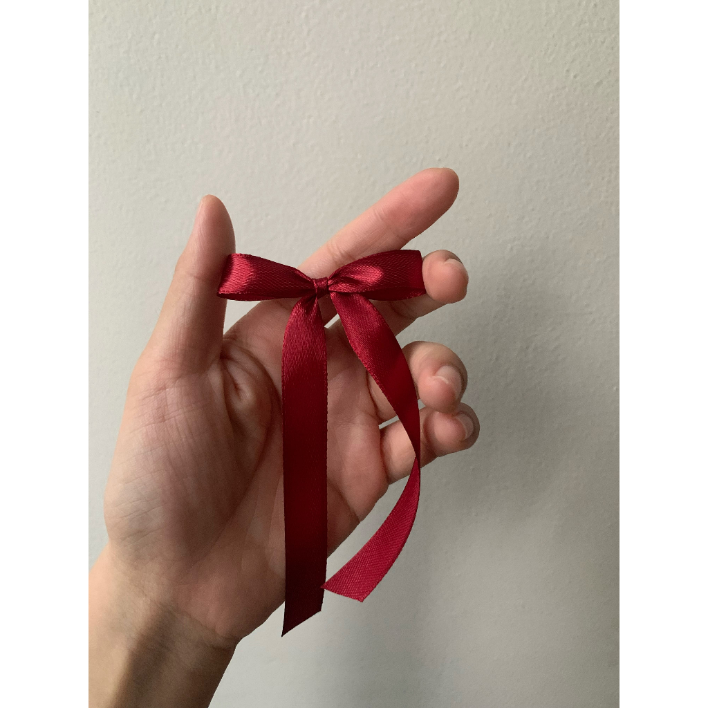 

pita satin hias kado/hadiah - single bow small merah maroon