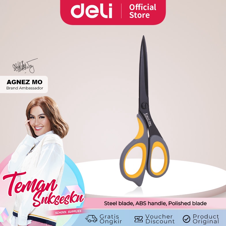 

ART A47B Deli Teflon Scissors Gunting Teflon 21mm Anti Lengket Desain Ergonomis E77757